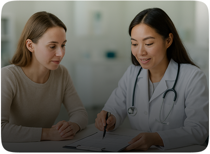 Doktor ve hasta danışmanlık görüşmesi